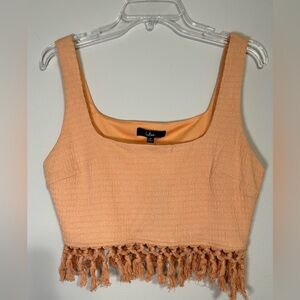Lulu's Orange Ribbed Sleeveless Crop Tank Top